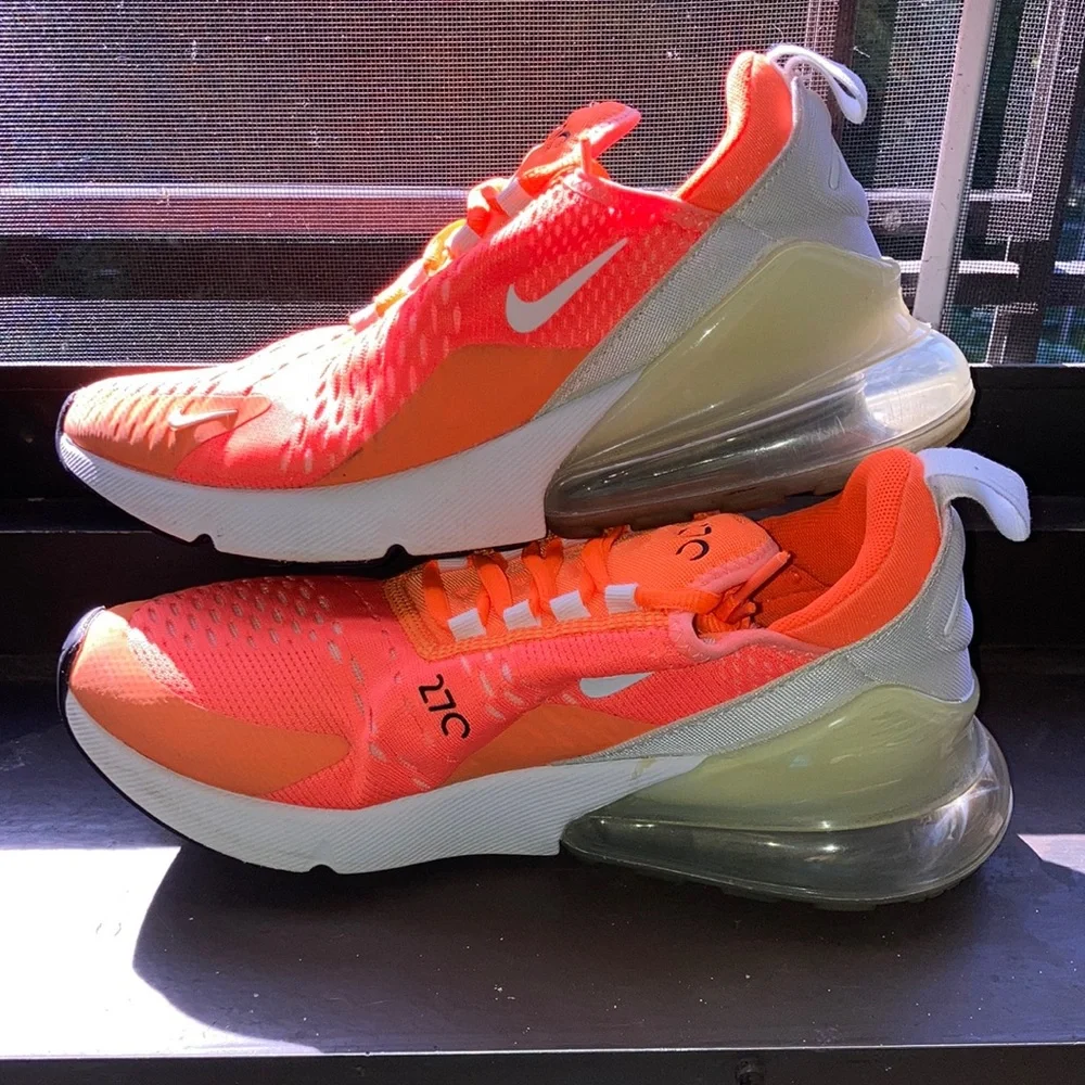 Nike Air Max 270 Women Size 7.5 Youth Size 6 Orange AH6789-800 Running Sh…